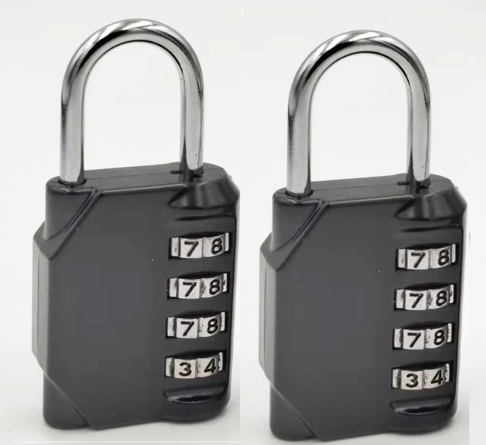 Image of 4 Digit Resettable Outdoor Waterproof Padlock with Keys, Combo Lock for School, Sports or Gym Locker, Employee Locker, Fence, Gate, Case, Toolbox, Hasp Storage,2pcs (Black)