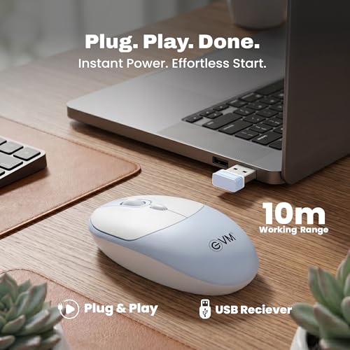 Image of EVM 2.4GHz Wireless Mouse with USB Receiver | 1200 DPI Optical Sensor | 4 Keys Ergonomic Mouse | Smooth Tracking | Wireless Mouse for Laptop, Desktop & Mac | EWLM-540-Blue