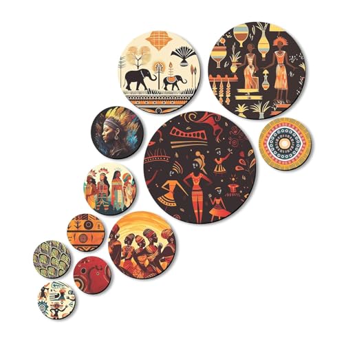 Decorative Wooden Wall Art Set, Rajasthani Cultural Patterns, 11 Piece