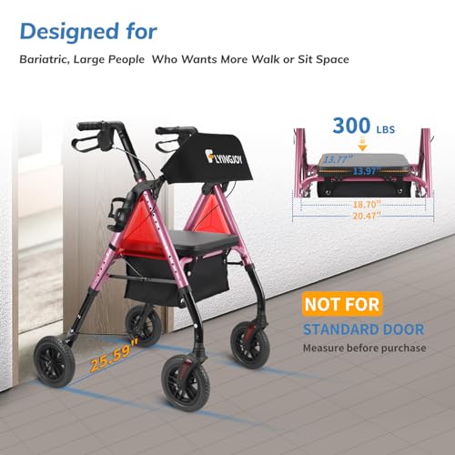 Foldable Rollator Walkers for Seniors with Seat,4 Wheel Rolling Walker