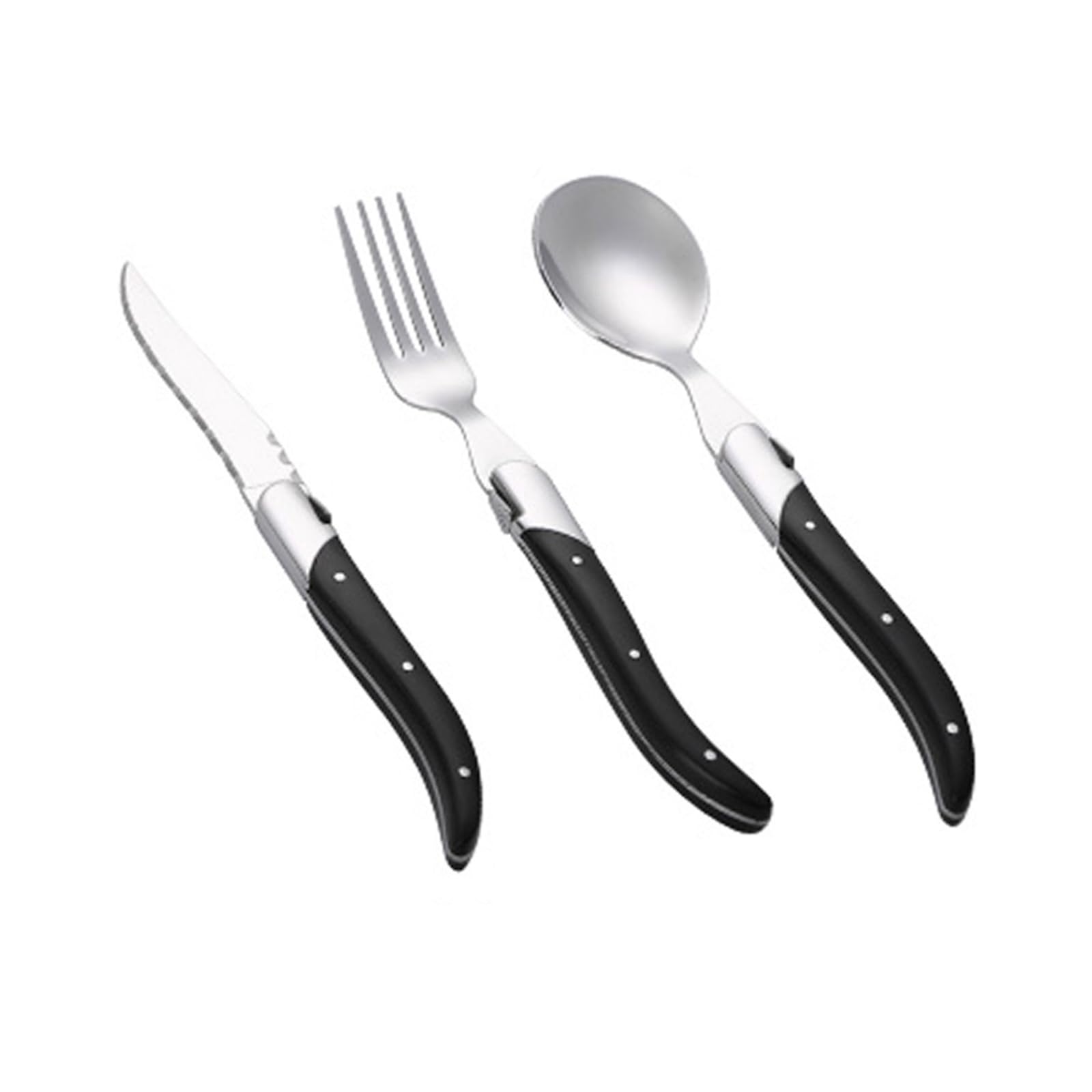 24 Pieces Silverware Set,18/8 stainless steel set for 8,Flatware set Curved wood grain handle, Fine Silverware set and Dishwasher Safe 02