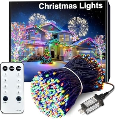 Acan 300 LED Christmas Lights Outdoor, 115FT Multicolor Christmas Tree Lights with Remote Control, 8 Modes Fairy Light Plug in Outside IP65 Waterproof for Xmas Tree Patio Bedroom Holiday Party Wedding