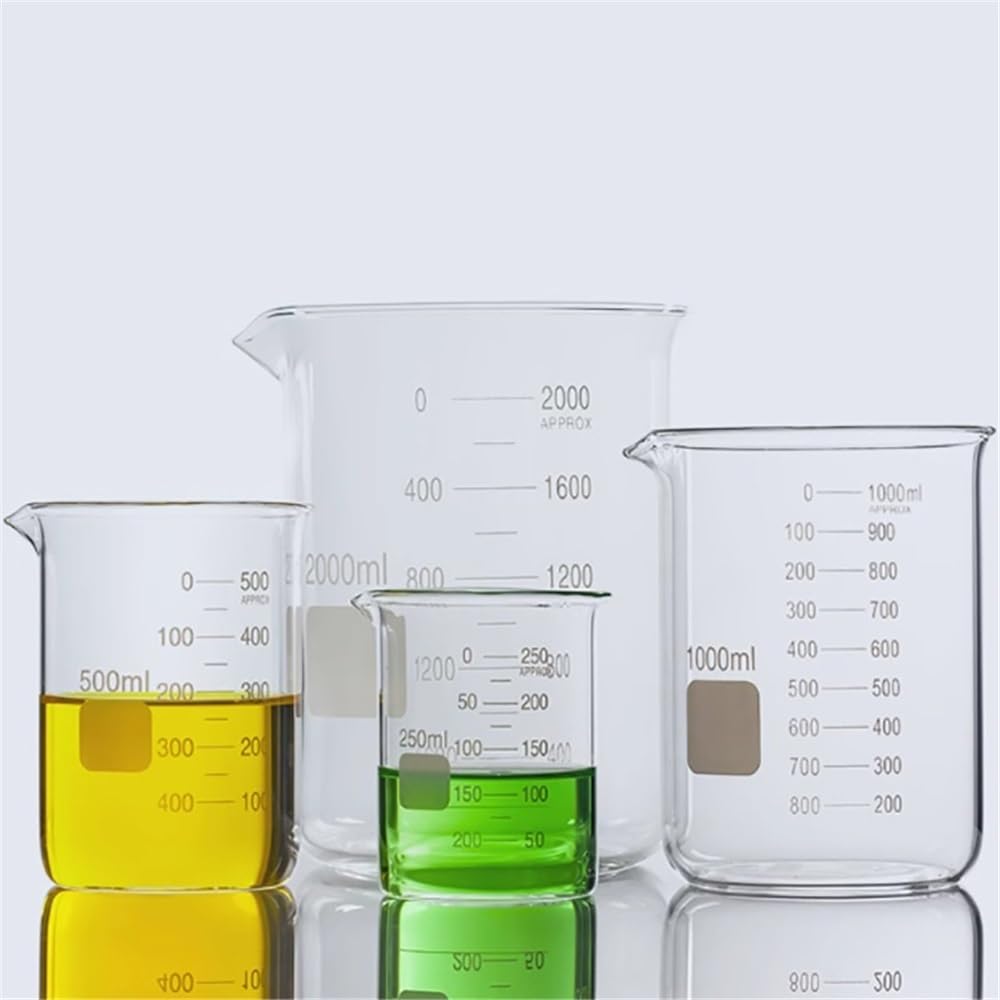 1 pz 2000 ml becher in vetro forniture da laboratorio becher in vetro trasparente ispessito con beccuccio