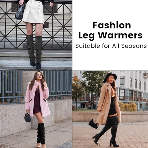 Image of Clothirily Leg Warmers - 2 Pairs Knit Leg Warmers for Women 80s Fashion Long Socks for Sports Party Yoga Winter Accessories