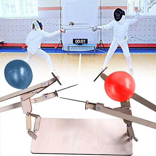JIAMIAN Íteres De Esgrima De Madera Jiamian, Juegos De Combate De Esgrima De Bambú, Juegos De Esgrima De Fiesta De Globos, 2 Jugadores De Esgrima, Muñecas De Esgrima De Madera Hechas a Mano