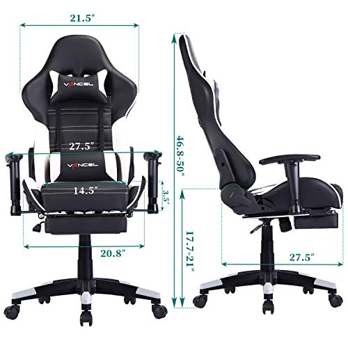Silla-Gaming-Tela-Ergonomica-Sillones-de-Oficina-Racing-Gamer-Silla-con-Reposapies-Retractil-con-Lumbar-y-Reposacabezas-Negro-1