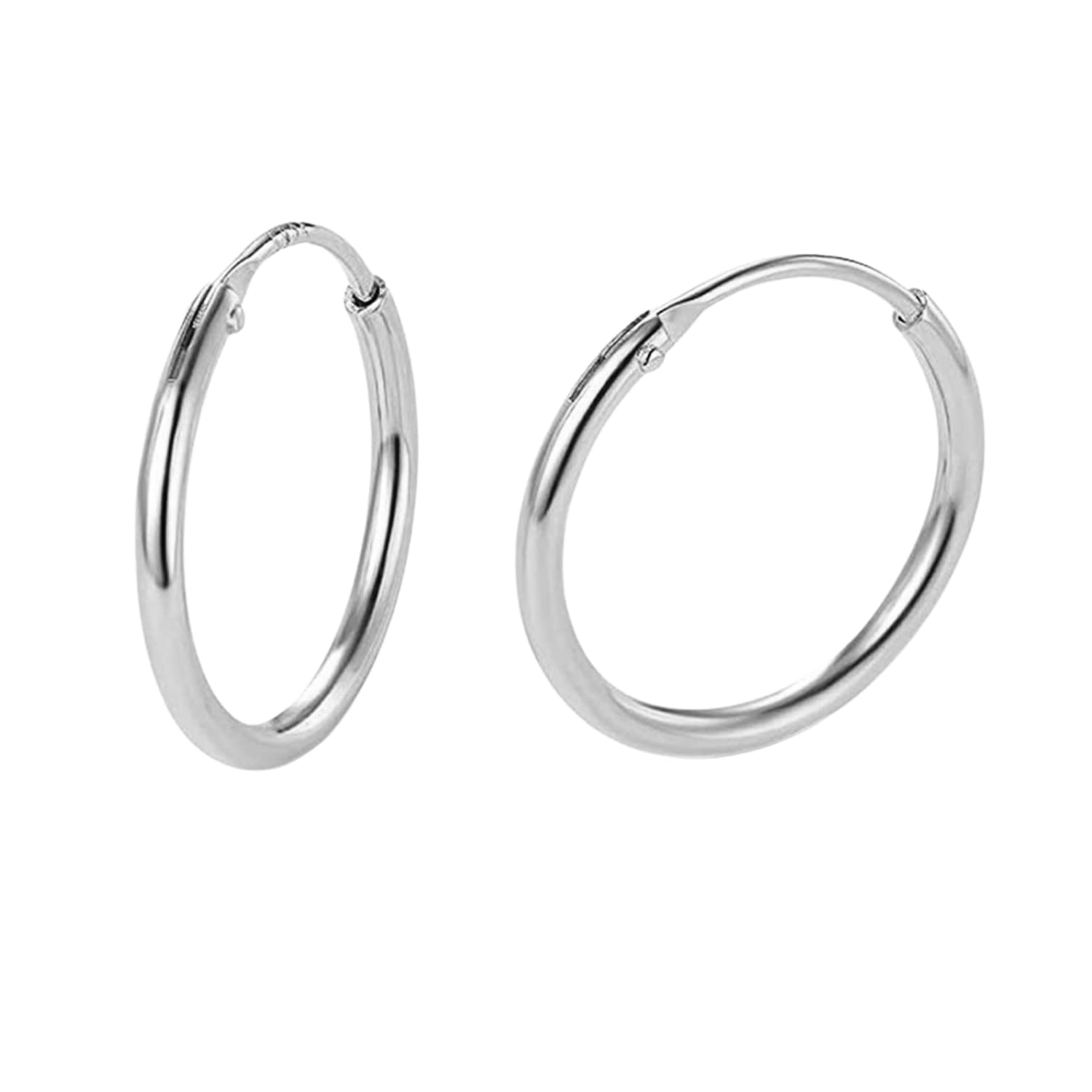 HIGHSPARK 925 Silver Hoop Earrings | 92.5 Sterling Silver Round Classic Thick Hoop Size 12mm to 20mm - Gauge 12G ie Thickness 2.0mm | Lovely Gift for Women & Girls - Silver 18mm (B099PVB75B) Amazon Price History, Amazon Price Tracker