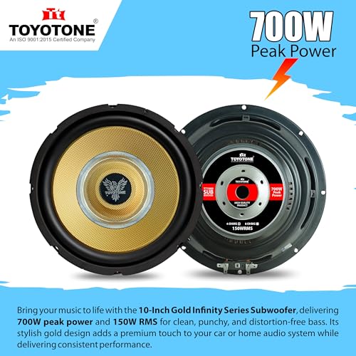 Image of 10 inch Subwoofer Infinity Series 150W RMS /700W Peak Power / 1.5-Inch Copper Coil / 120mm Single Magnet Ideal for Upgrading Car Bass Tubes, Home Subwoofer Systems, and DIY Audio Projects (Golden)