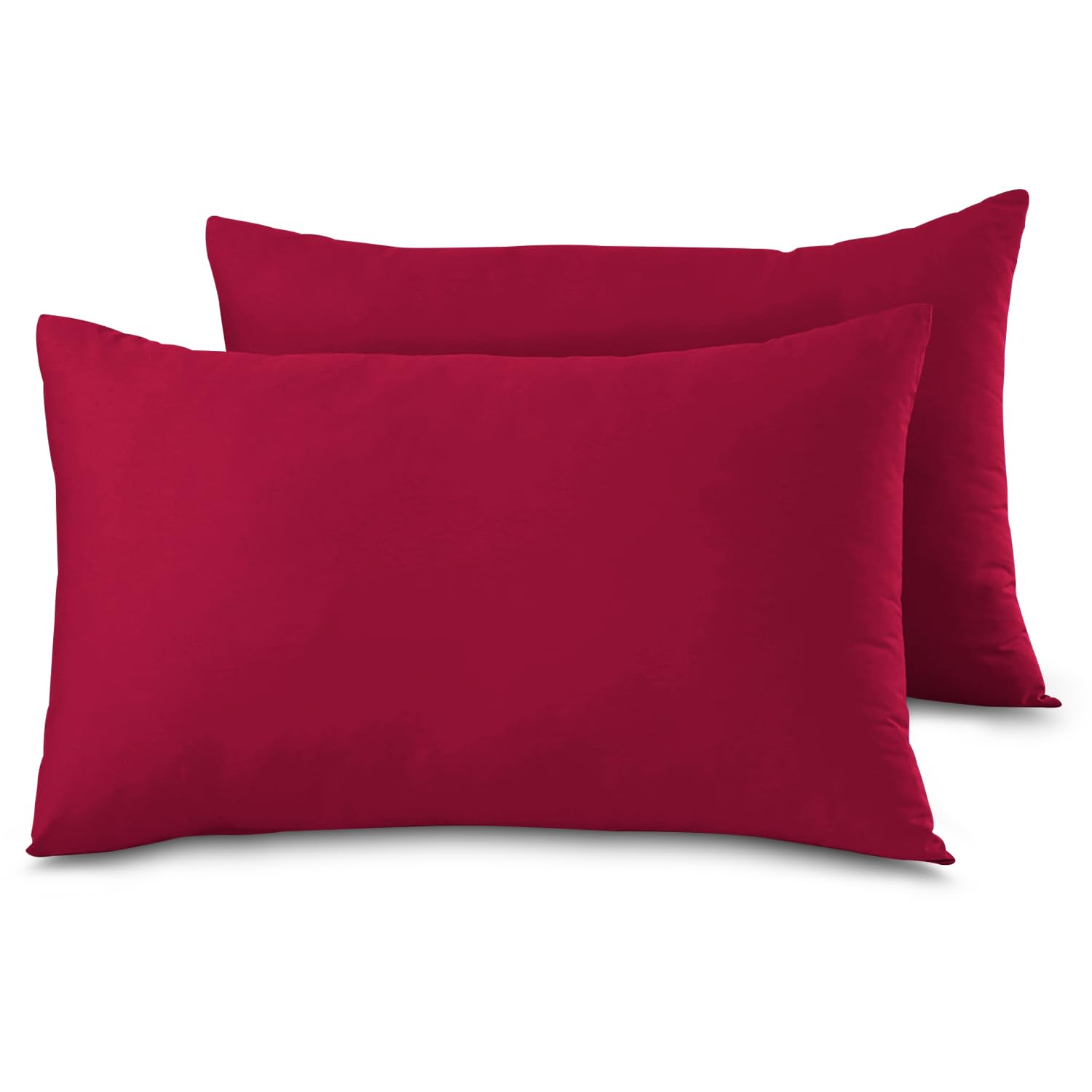 Gc Gaveno Cavailia Red Housewife Pillow Cases 2 Pack Bedroom | Pillow Covers | Polycotton Plain Dyed Housewife Bedding Pillowcases Pair With Envelope Closure - 48X74cm (Red)