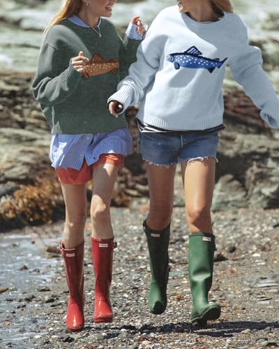 CHARTOU Women Fashion Crew Neck Rib Knit Crucian Carp Graphic Oversized Y2k Pullover Sweater Jumper4