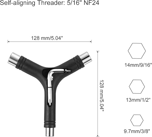Miniatura 2 de PATIKIL Herramienta de patinaje todo en uno herramienta de patinaje portátil multifunción llave de herramienta en Y con destornillador de cabeza
