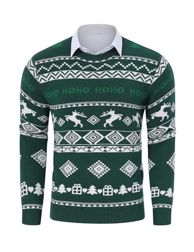 TURETRENDY Men's Christmas Sweaters Ugly Xmas Pullover Reindeer Snowflake Knitted Round Neck Jumpers