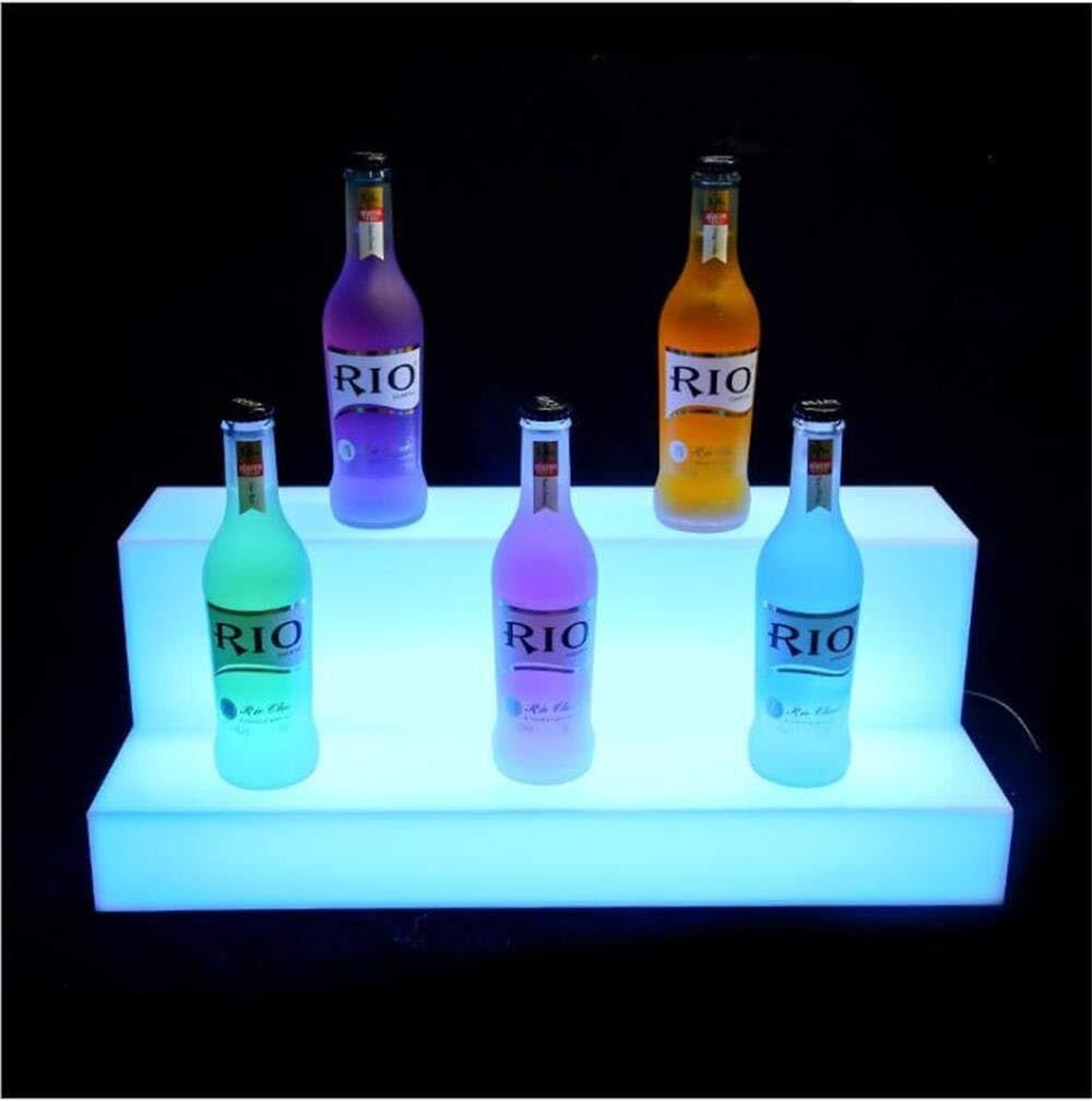 LED-beleuchtete Barregale – 2-stöckiges beleuchtetes Acryl-Likördisplay mit farbwechselbaren Lichtern für Hausbar und Veranstaltungen (80 x 21 x 17 cm)