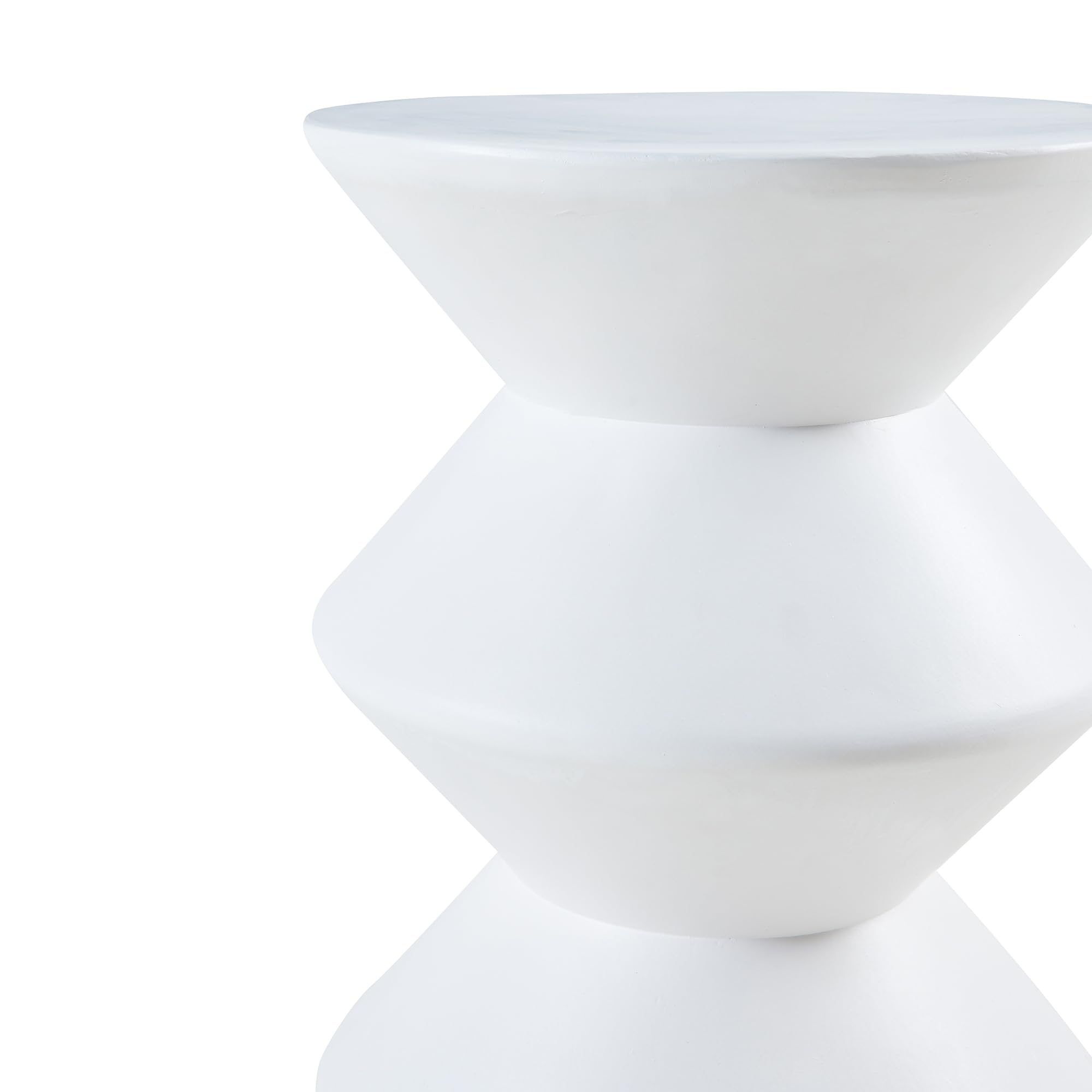 [en.casa] Tavolino da Divano Tavolo Basso Rotondo in Calcestruzzo Leggero Tavolino da Caffè Design per Interni ed Esterni Coperti 47xØ37 cm Bianco