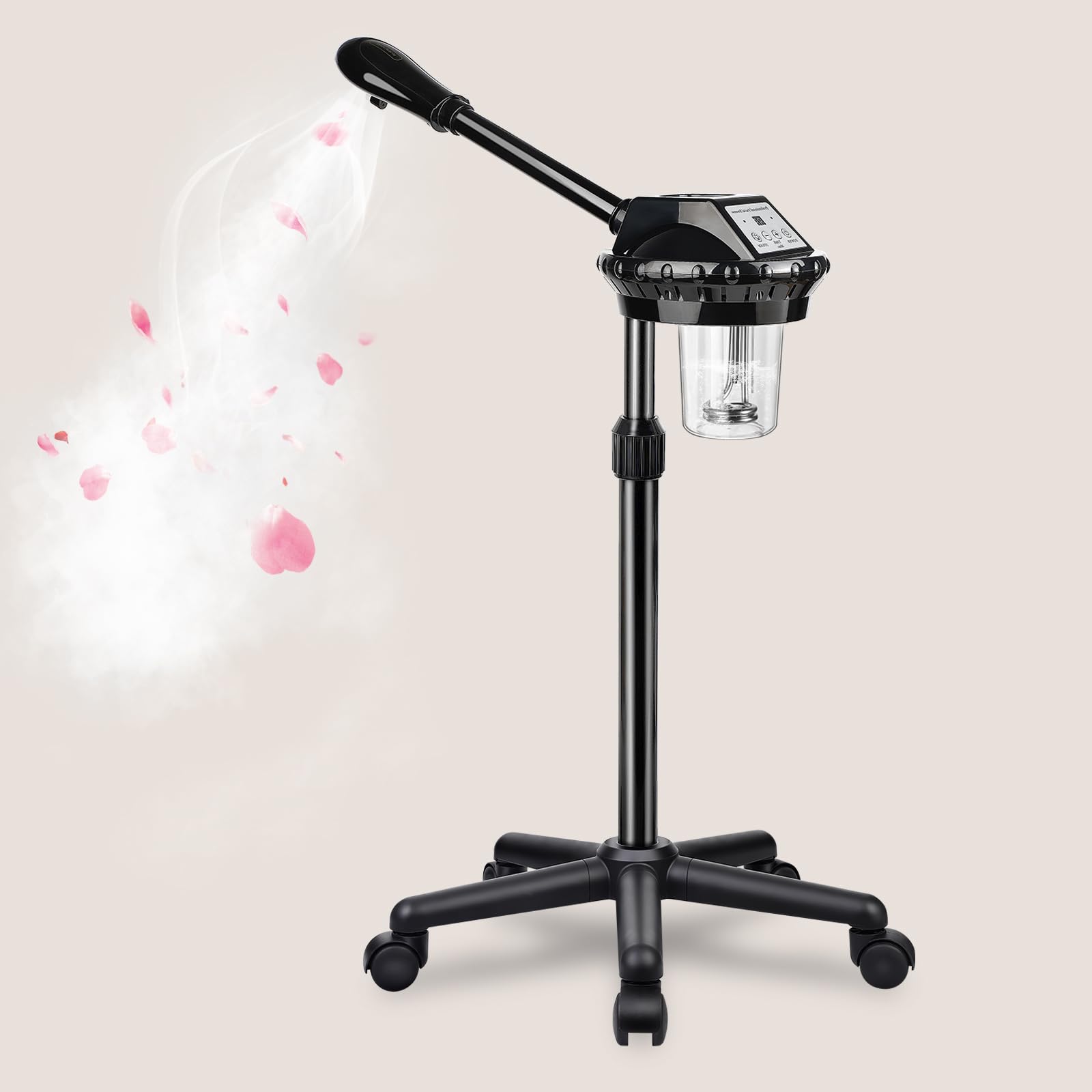 Vapore viso professionale, vaporizzatore viso all'ozono SPA su ruote, altezza e angolo regolabili, più vapore, umidificatore viso a nebbia calda, nebulizzatore per bellezza spa, uso domestico