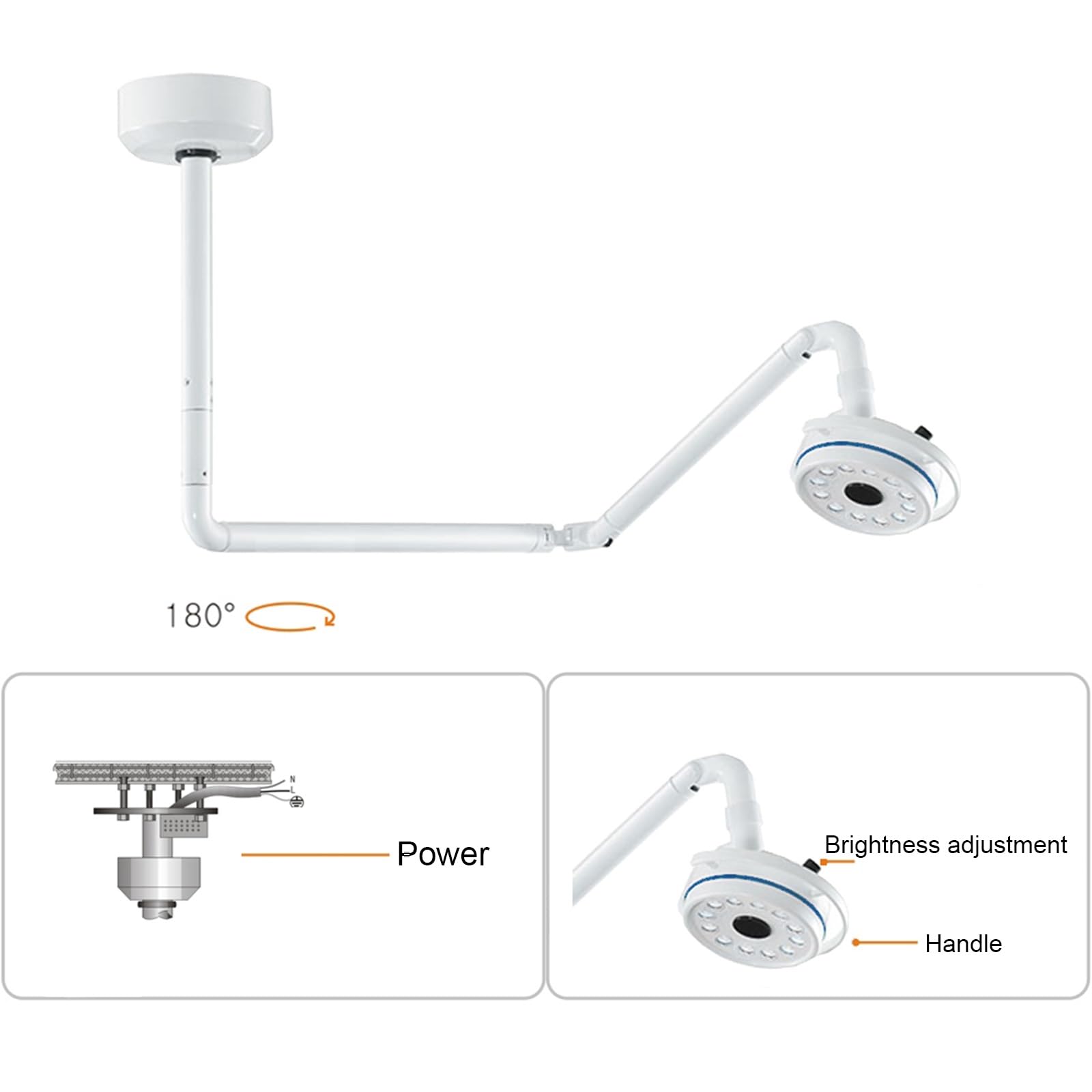 Lámpara De Techo for Examen Quirúrgico De 36 W, Luz LED Médica Sin Sombras De 12 Orificios, for Cirugía Plástica Estética
