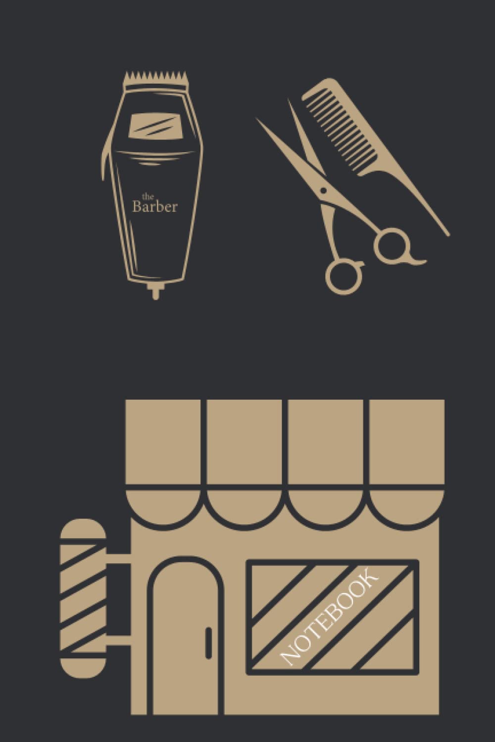 Notebook: Barbershop Themed Notebook: 6 x 9" 120 page blank notebook