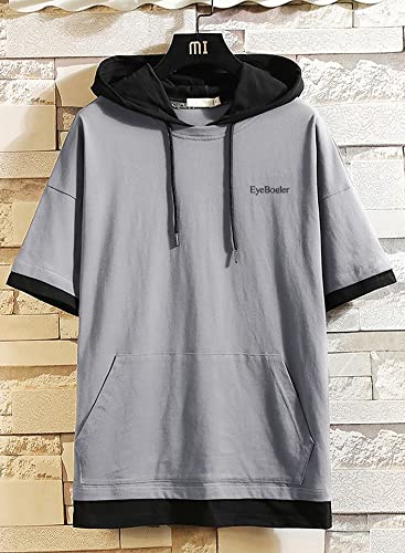 Image of EYEBOGLER Men's Trendy Hooded Neck Half Sleeves Solid T-Shirt