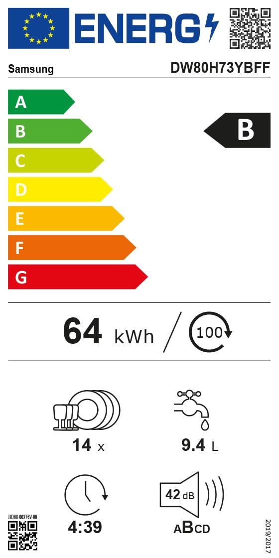 Samsung DW80H Freistehender Geschirrspüler 60 cm EEK B 14 Maßgedecke