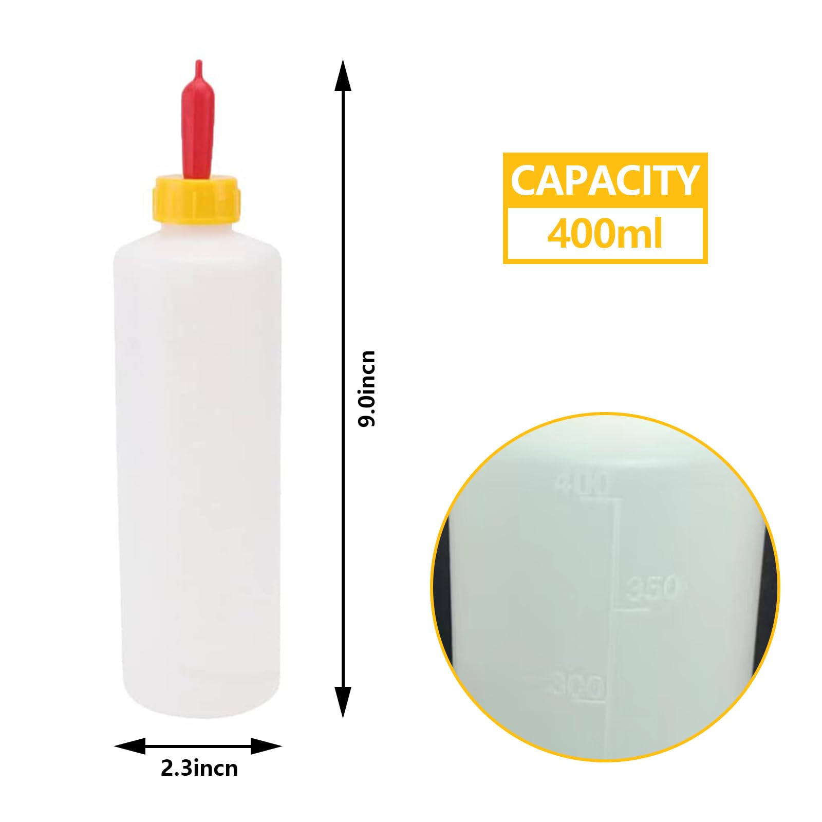 Goat Nipple and Bottles Set, 4PCS Small Animal Milk Drink Nipple and 400 ml Lamb Feeding Bottle Kit for Feeding Sheep Goat Lamb Puppy(4 Bottles& 12 Nipples)