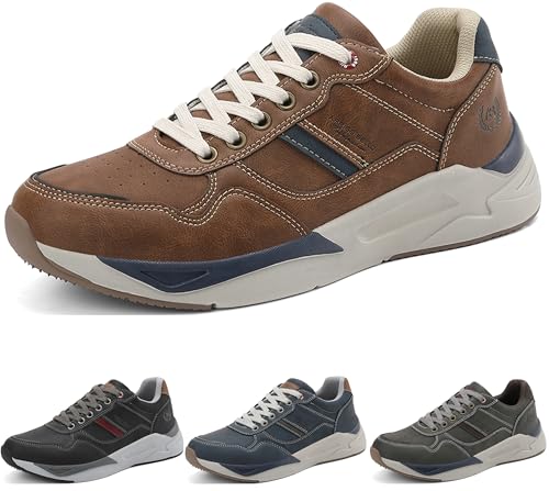 ARRIGO BELLO Sneakers Hombre Calzado para Deportivos Zapatillas Ligeros Moda Entrenadores Transpirable Zapatos para Caminar Tamaño 41 46（Marrón100,45）