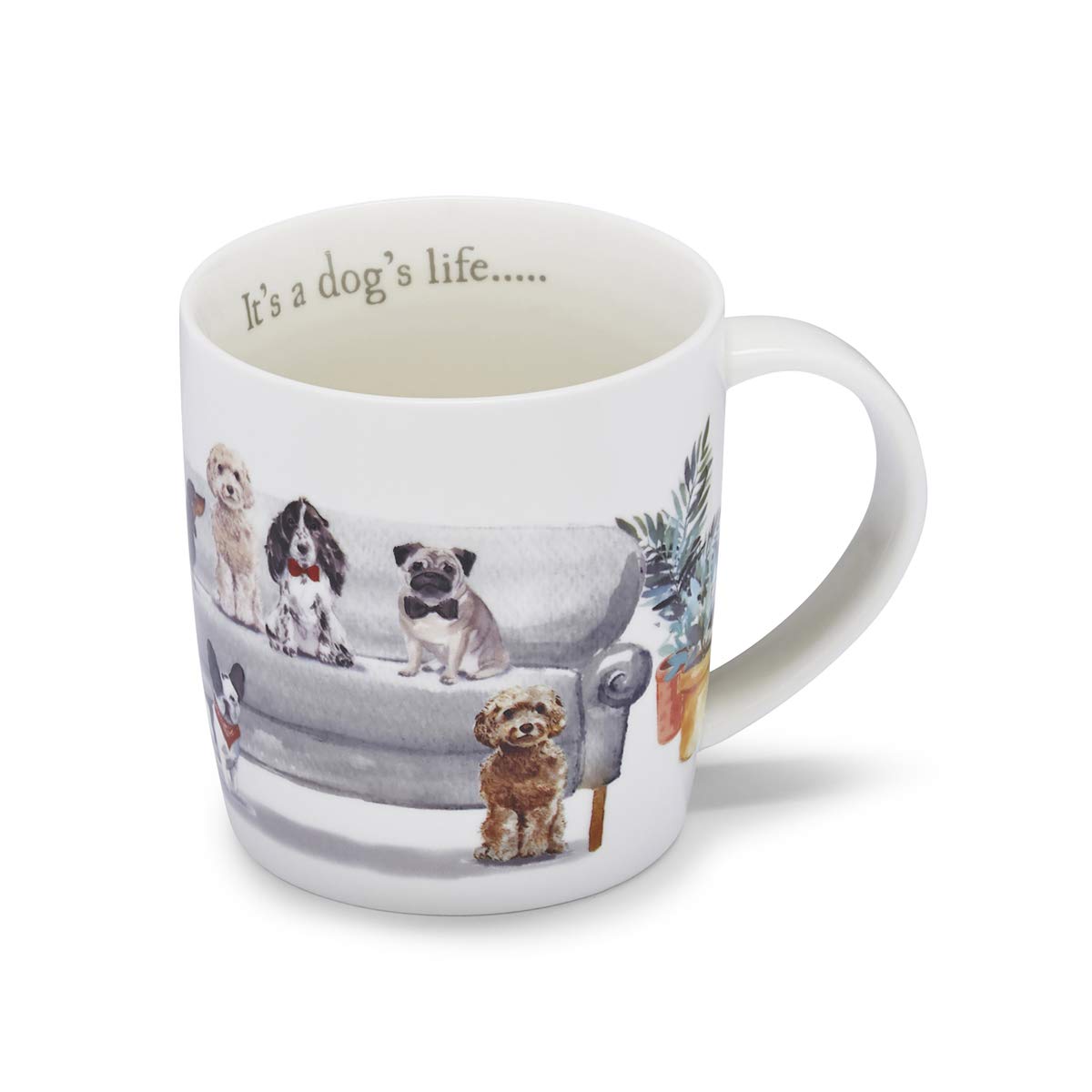 Cooksmart Multicolour It's A Dogs Life Ceramic Barrel Mug For Tea & Coffee