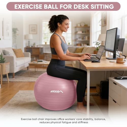 Image of APEXUP Yoga Ball, 660 lbs Anti-Burst Exercise Ball with Pump, 5 Sizes