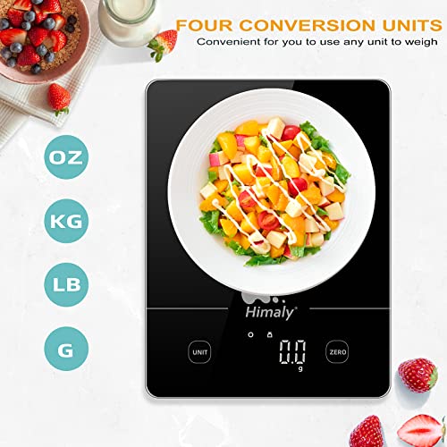 himaly Bilancia da Cucina, 5Kg/1g Bilancia Elettronica Digitale Alta Precisione Misurazione Display LED Multifunzione da Cucina e Acciaio Inossidabile Usato Come Sveglia