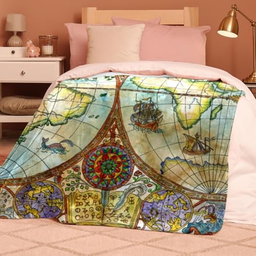 Couverture polaire carte vintage pour affronter l'hiver au chaud - Plaid de lit doux et cosy - 8
