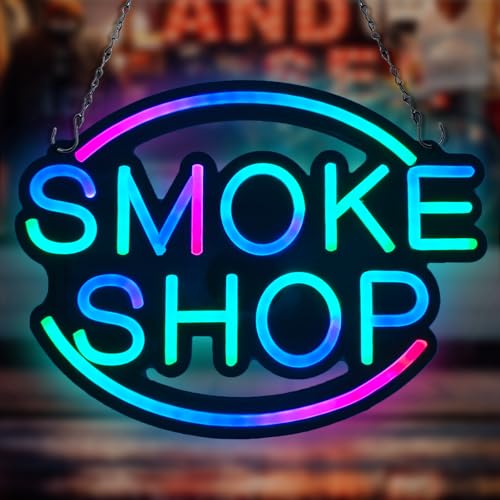 SMOKE SHOP LED Neon Sign for Business 16x12 inch Vape Smoke Shop Sign RGB Bright Led for Window Wall Door VapeSmoke Store