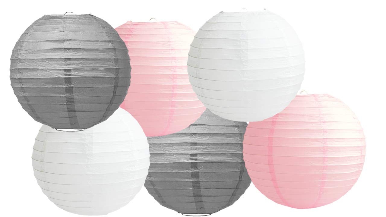 Paper Lanterns Mix Color Packs of 6 Round Paper Lanterns Lampshade (All Ivory/Cream, 12" (30 Cm)) — view 22