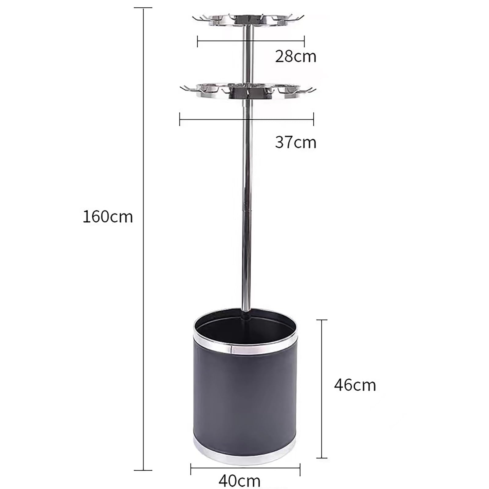 Zweistöckiger, Drehbarer Gürtelständer Aus Metall Für Einzelhandel Und Haushalt, Gürtelhalter Aus Edelstahl Mit Integriertem Aufbewahrungseimer(Black,1 Pack)
