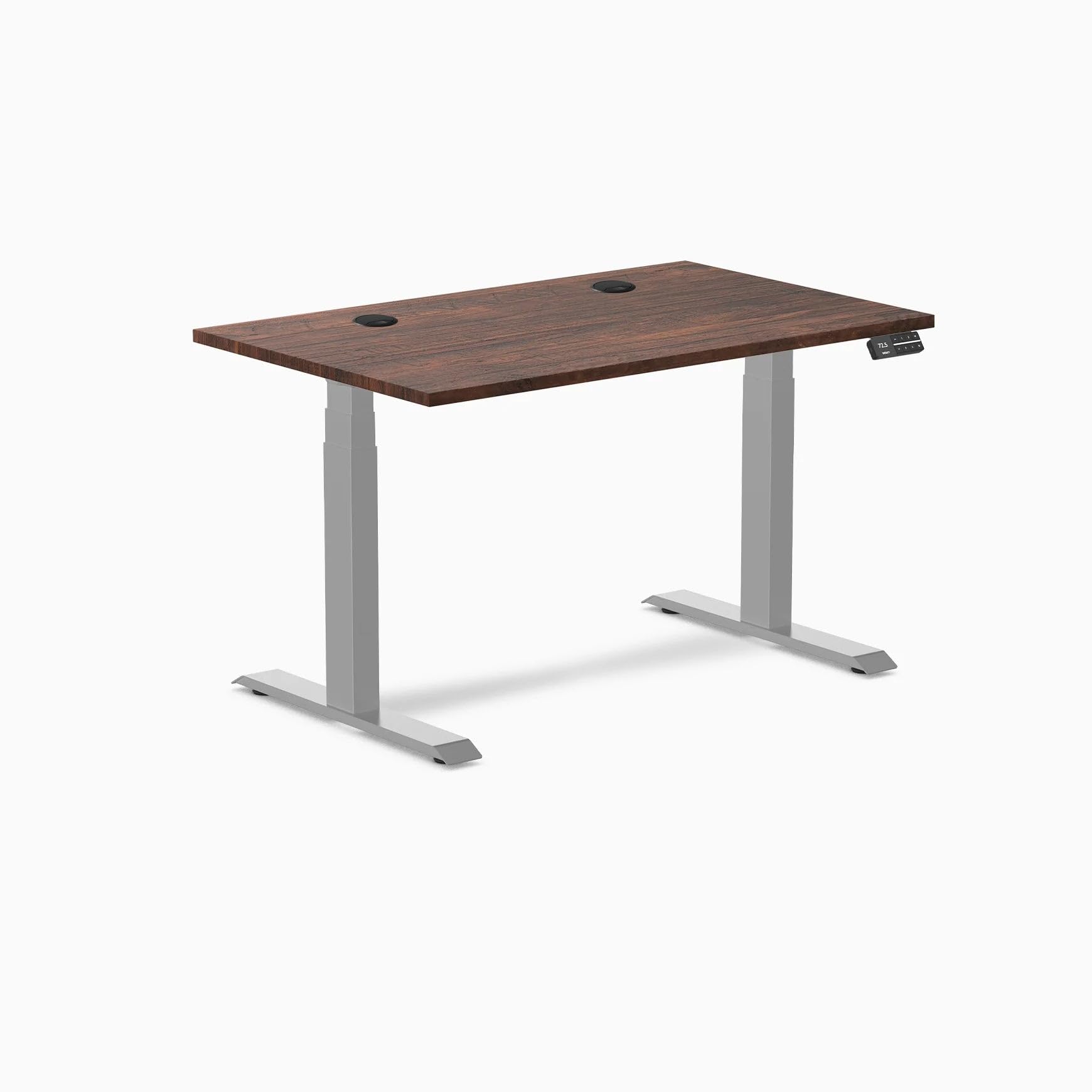 Desky Dual Softwood Sit Stand Desk American Pine 48" Grommets Gray