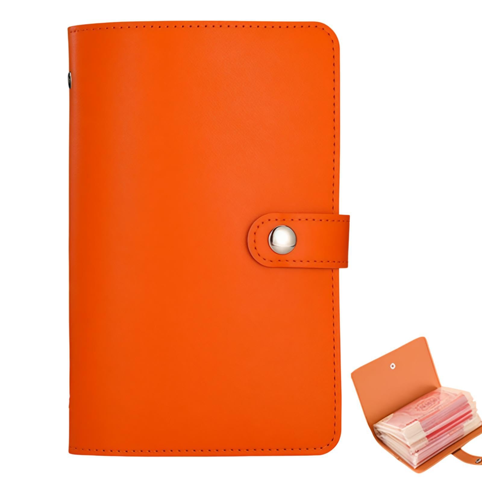 100 Envelopes Saving Challenge,Envelope Challenge Binder,Money Saving Wallet,Cash Binder,Includes Saving Notebook & Binder 50 Pages,Cash Budget Money Saving Book for Couples,Offices and Home(Orange)