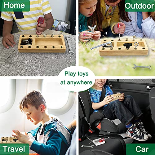 Inslat Montessori Screwdriver Board Set, Wooden Montessori Toy Tool for 3 4 5 Year Old Kids, Educational Screw Board Sensory Learning Toys STEM Fine Motor Skills Toys - Image 8