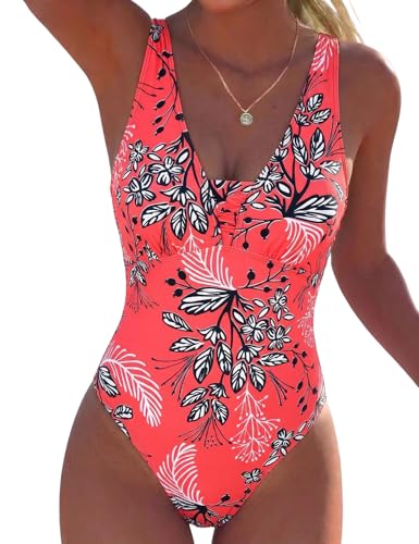 Maillot de bain une pièce armatures femme gainant floral col V 16