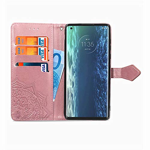 Image of ClickCase Queen Series for iPhone 15 Plus Leather Flower Embossing Wallet Flip case Magnetic Closure Flip Cover for iPhone 15 Plus (Rose Gold)