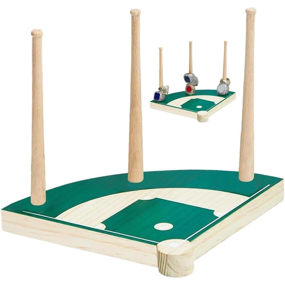 Présentoir pour bagues de championnat de baseball avec finition premium effet stade