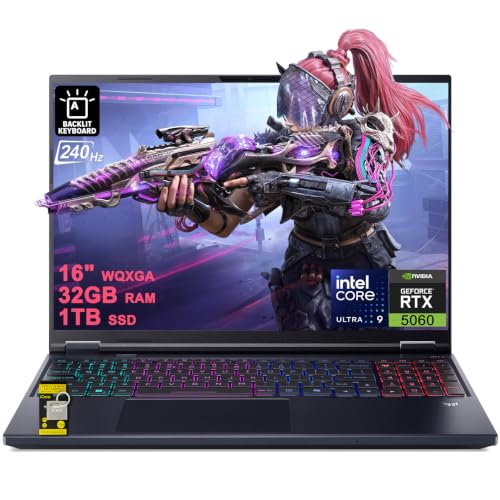 Image of Acer Predator Helios Neo 16S AI Gaming Laptop 16 inch 2560x1600 OLED 240Hz 100% DCI-P3 Intel 24-core Ultra 9 275HX 32GB DDR5 1TB SSD GeForce RTX 5060 GDDR7 (Up to 572 AI Tops) RGB Backlit Win11 ICP Hub