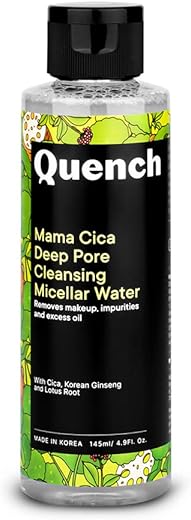Quench Deep Pore Cleansing Micellar Water with Cica Herb Repair | Gentle Cleanser & Make Up Remover For Everyday Use | Removes Makeup, Dirt, Pollution & Impurities | Made in…