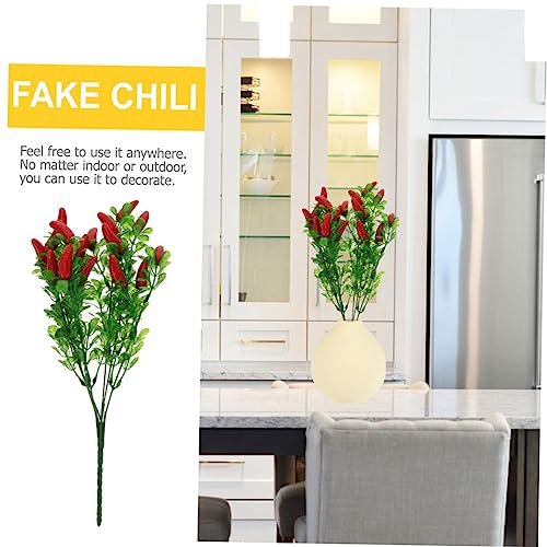 PRETYZOOM 2pcs Simulated Pepper Bouquet Decoration Faux Artificial Chili Plants Artificial Fruits Pepper Simulation Chili Fake Vegetables Plastic Chili Branch Red Chili Lucky