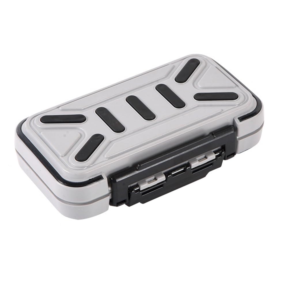Small Grey Fishing Tackle Storage Box, Waterproof Fishing Lure Box Organizer with Double Lock Design for Fishing Hooks, Jewelry Beads, Earring, Keys