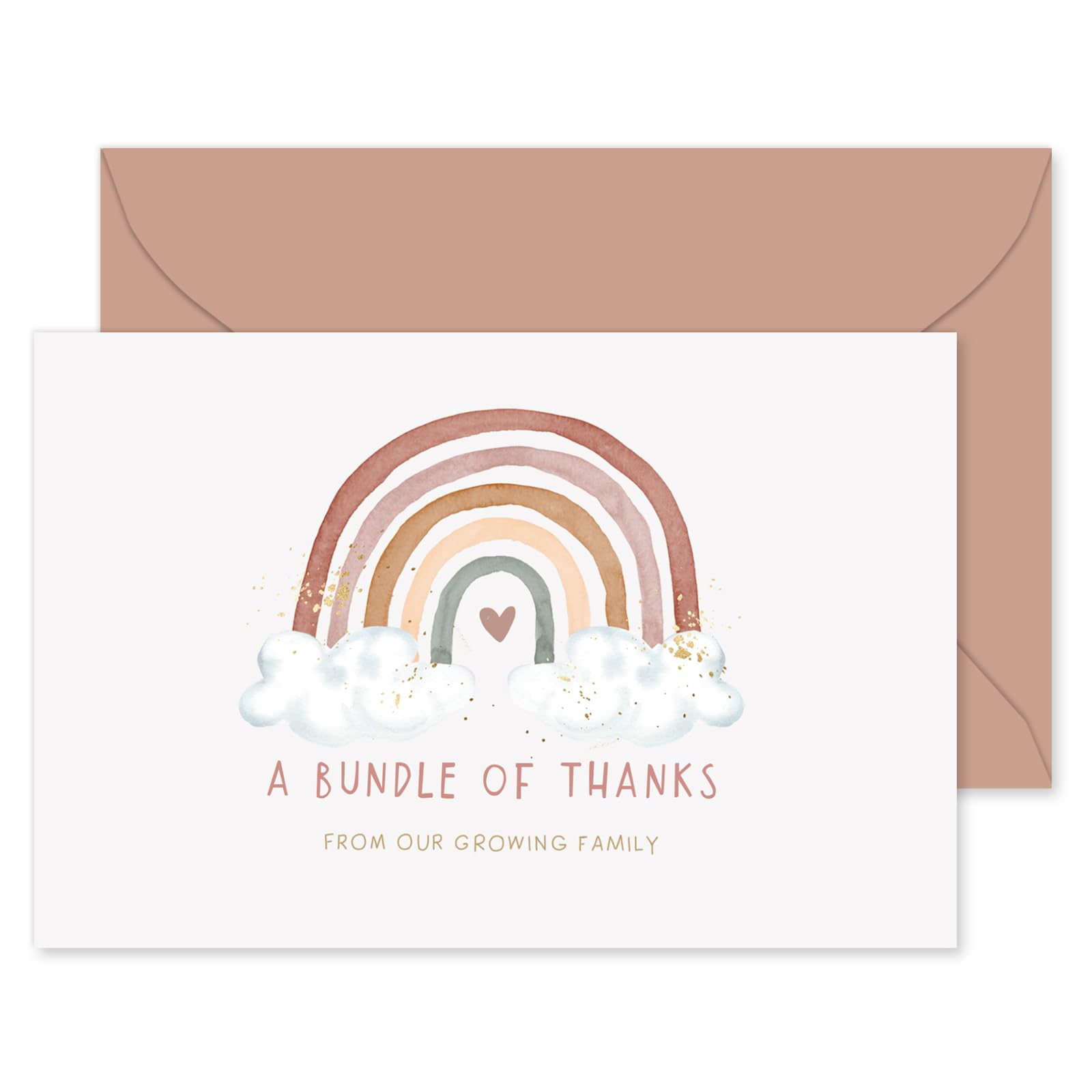 Whaline 50 Pack Baby Shower Thank You Cards Bulk Boho Rainbow Thank You Note Cards with Envelopes Stickers Blank Card for Baby Shower Fall