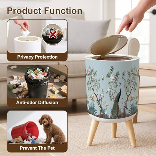 Caneca de basura pequeña con tapa y patas estilo chinoiserie 7L miniatura 6