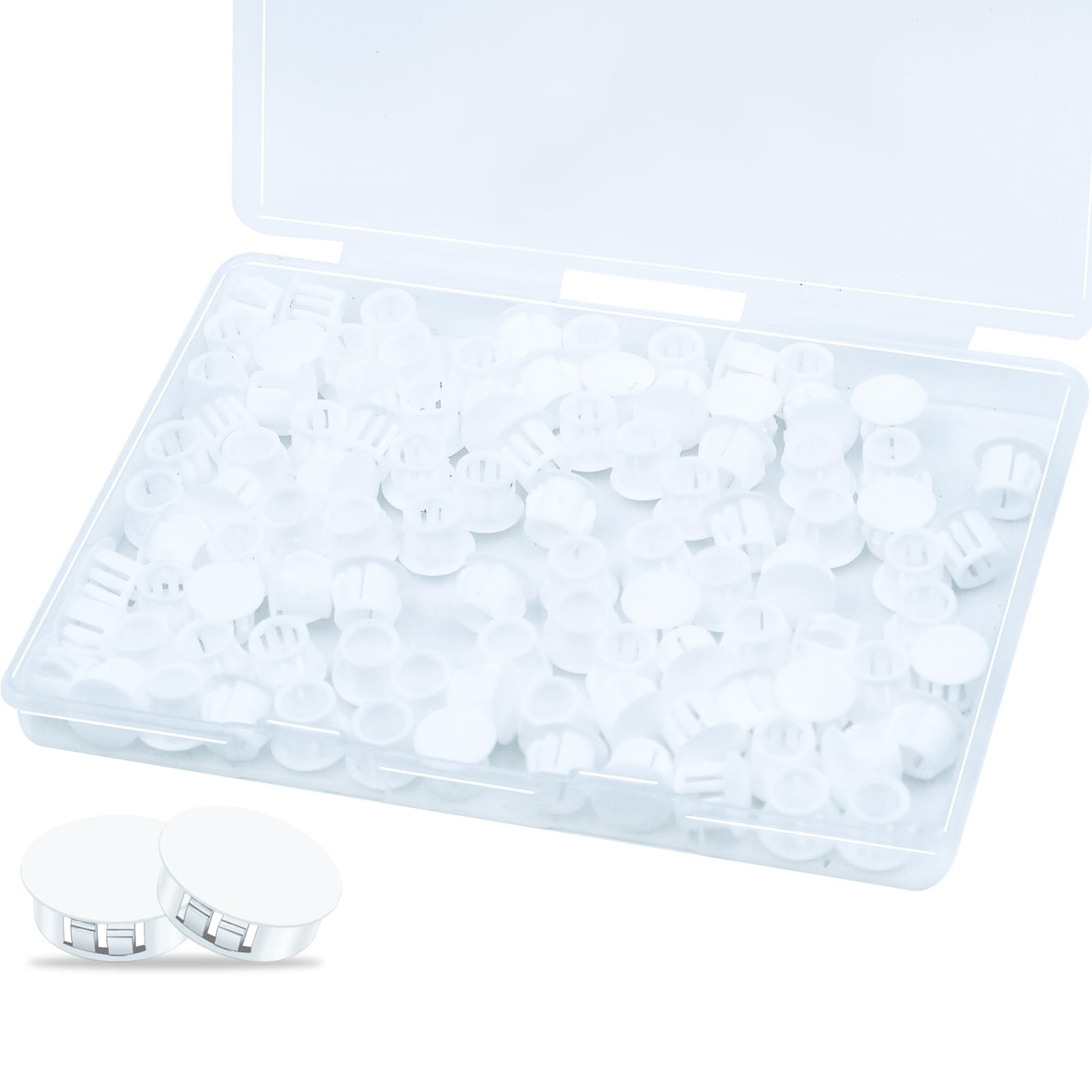 120Pcs 5/16"(8mm) White Plastic Hole Plugs, White Hole Plugs Hardware Plugs for Round Holes, Knockout Plugs Screw Hole Plugs for Reserved Holes in Kitchen Cabinet