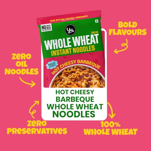Image of Yu Foodlabs 100% Whole Wheat Hot & Sweet Barbeque Instant Noodles - Zero Preservatives Zero Oil Zero & Zero MSG - Atta Noodles in 6 Mins - Veg - 420g (70g x Pack of 6) - Yu, 420 gram, Hot & Sweet