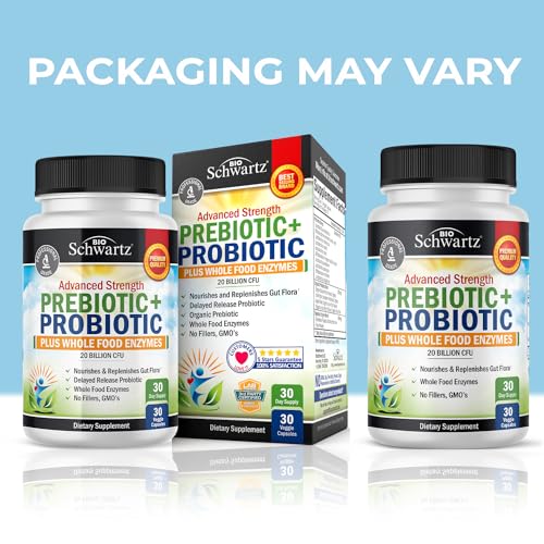 Bioschwartz BIO-PREPRO-GS-1 Prebiotics And Probiotic With Whole Food Enzymes For Adults Women & Men - Probiotics Lactobacillus Acidophilus - Digestive Health Capsules Shelf Stable Supplement thumb #1