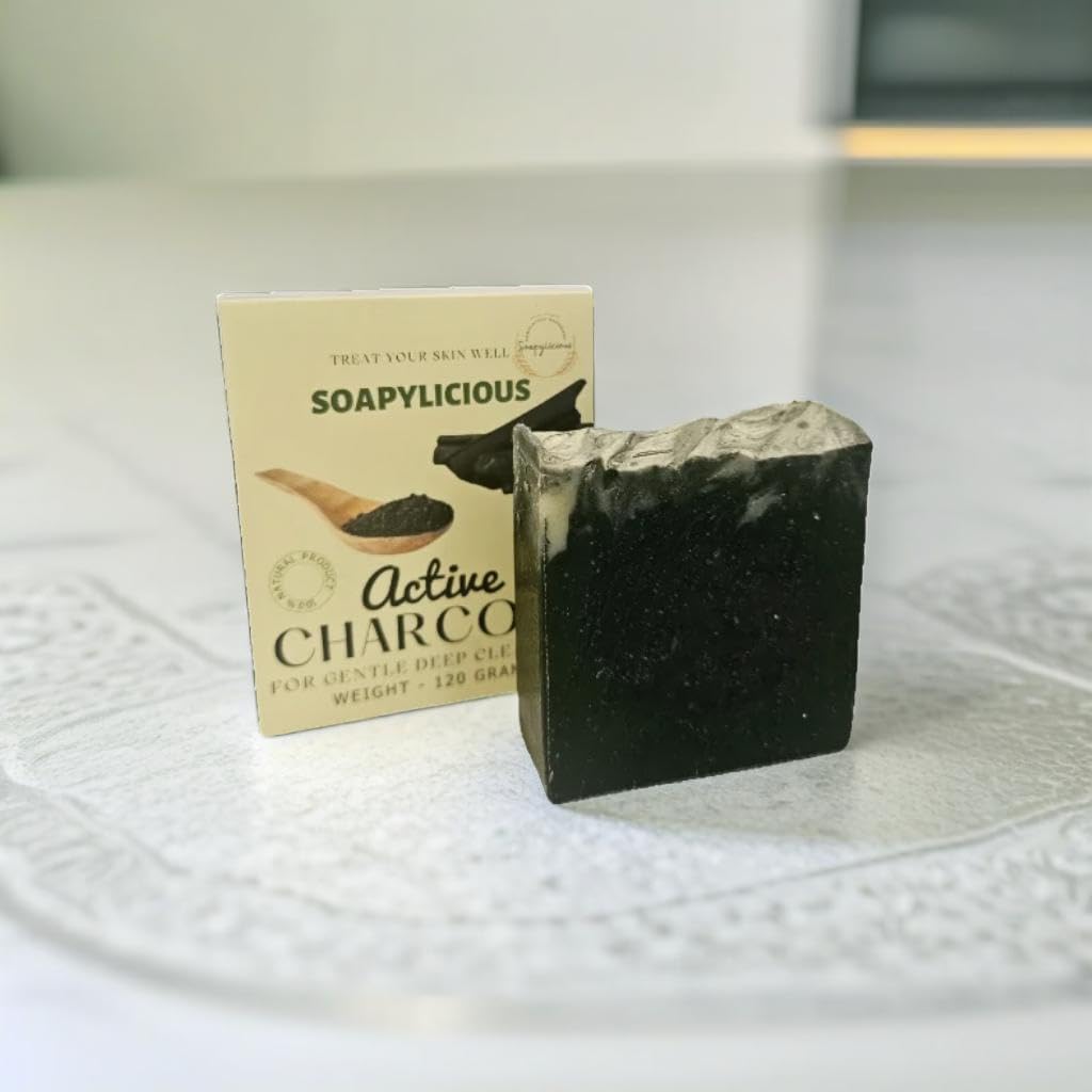 Handmade Cold Process Activated Charcoal Soap Bar – Natural & Organic for Deep Cleansing & Detoxifying | Ideal for Men & Women