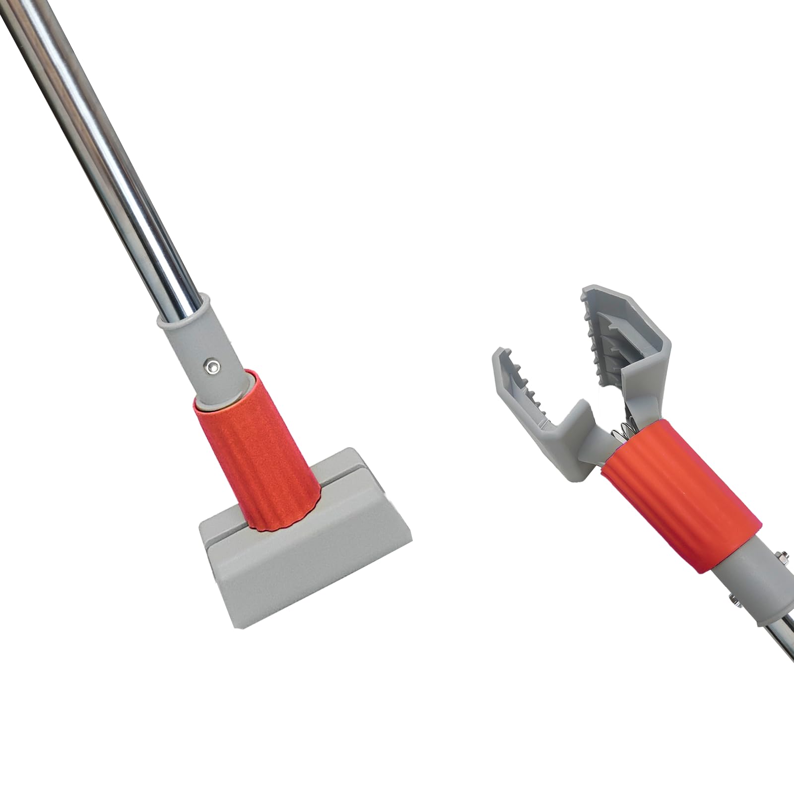 Heavy Duty Commercial Jaw Clamp Mop Handle 55.7 Inch Thickened Stainless Steel Red Mop Stick Industrial Grade Replacement Adjustable Mop Rod
