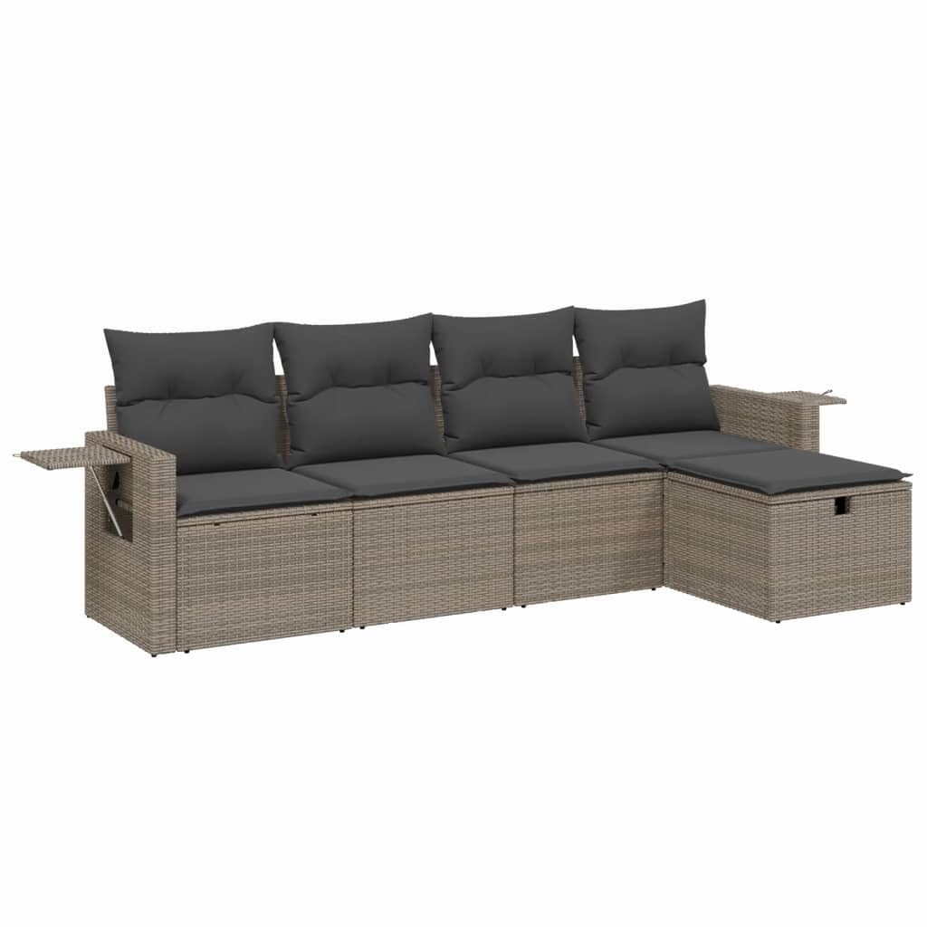 Set di mobili da giardino in polyrattan, 5 pezzi, modulare, 55 x 62 x 69 cm, altezza seduta 37 cm, resistente ai raggi UV, design moderno, per terrazza, giardino e piccoli balconi